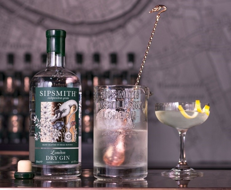 Cumbria Crystal create martini stirring glasses out of Sipsmith gin bottles